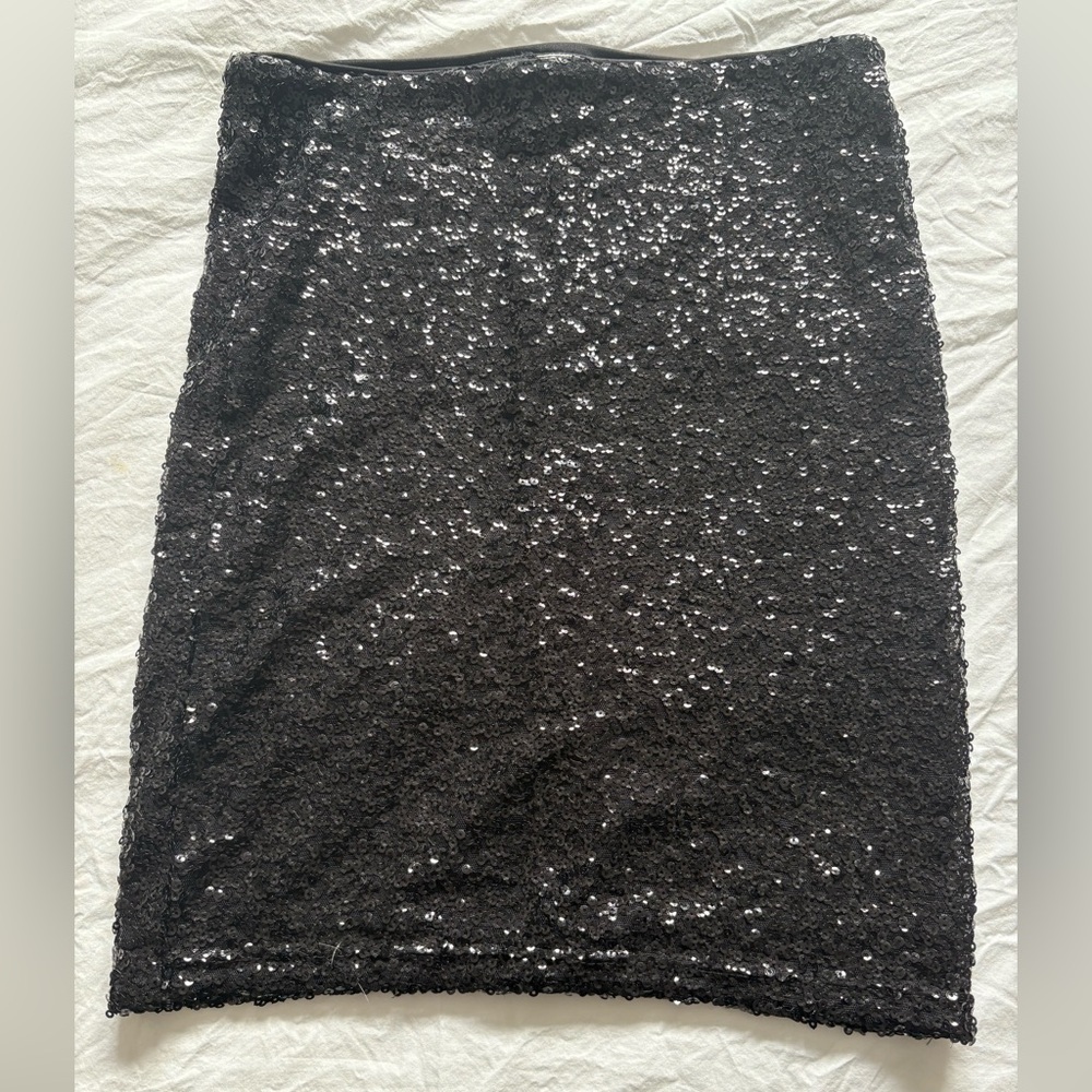 Massimo Dutti Black Sequin Skirt